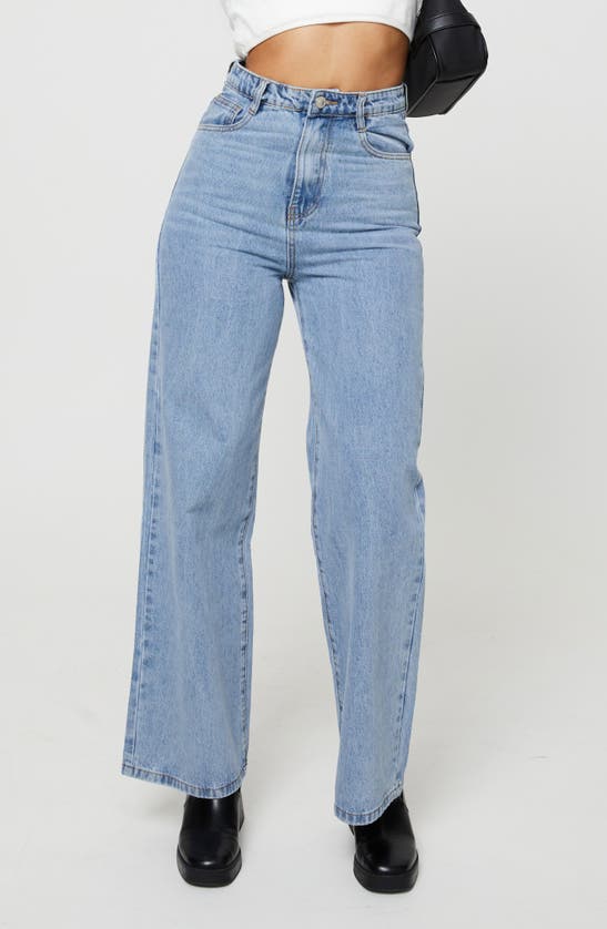 Shop Princess Polly Nicolo High Waist Straight Leg Jeans In Blue