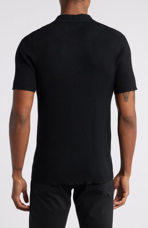 Open Edit Rib Polo Sweater In Black