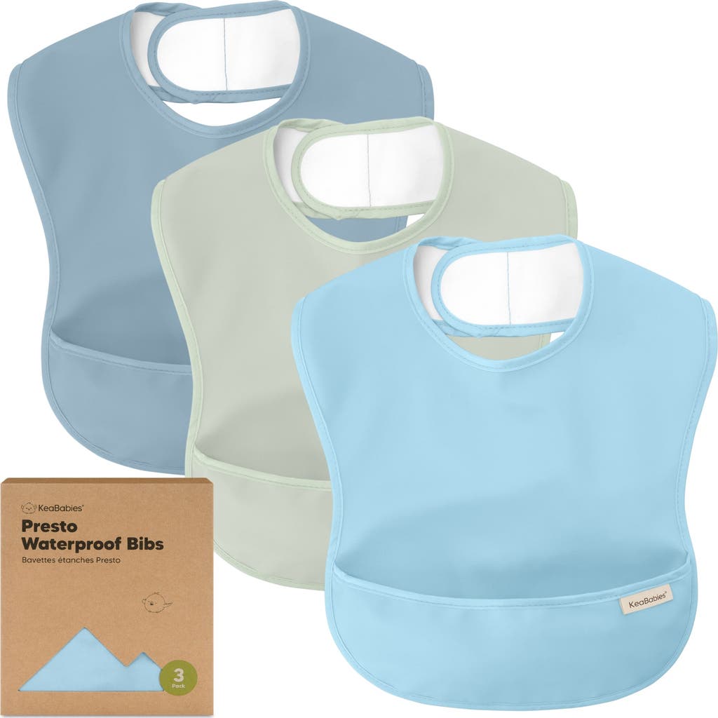 Keababies 3-pack Presto Waterproof Bibs In Ocean