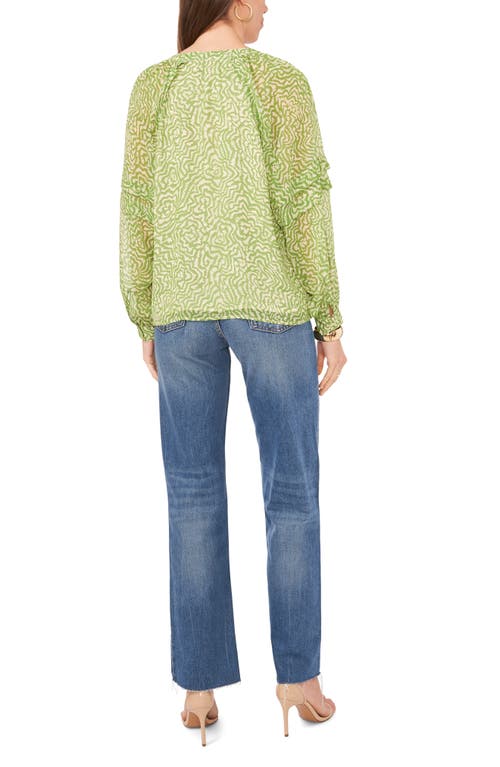 Vince Camuto Abstract Floral Top In Salted Lime