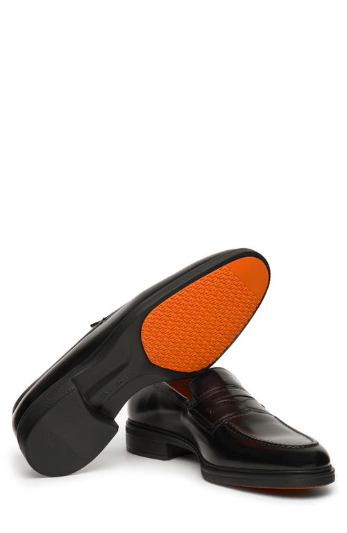 Shop Santoni Easy Penny Loafer In Black-n01