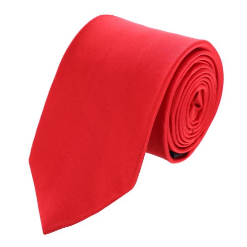 Trafalgar Sutton Solid Color Silk Necktie And Pocket Square Combo In Red
