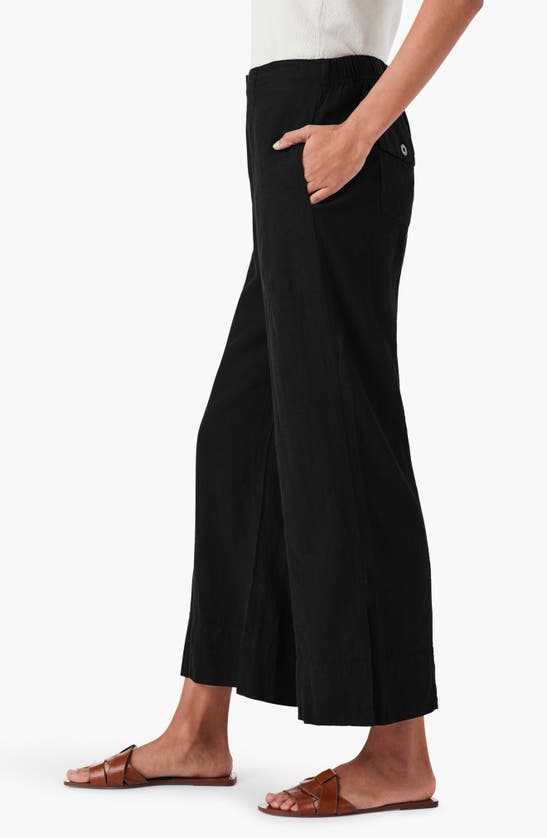 Shop Nic + Zoe Nic+zoe Rumba Park Wide Leg Crop Organic Linen Blend Pants In Black Onyx