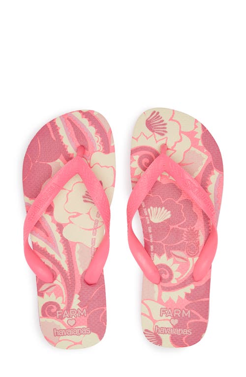 x Farm Rio Parrot Floral Flip Flop in Pink Flux