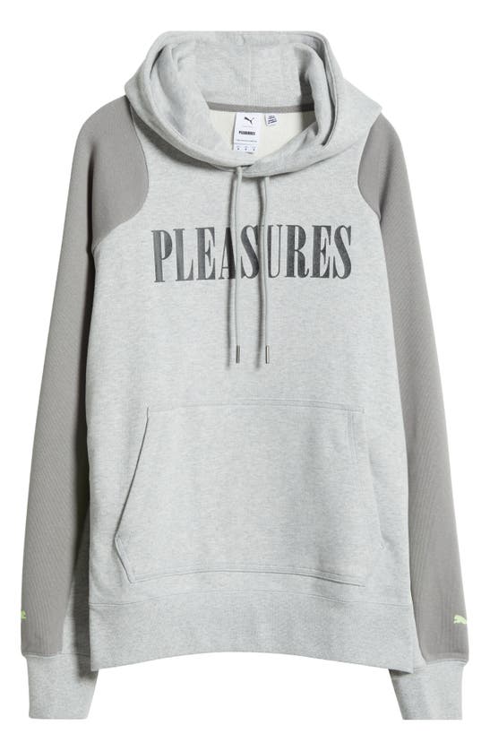 Shop Puma X Pleasures Cotton French Terry Hoodie In Light Gray Heather