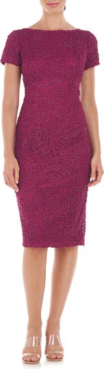 JS Collections Melanie Metallic Embroidered Cocktail Midi Dress | Nordstrom