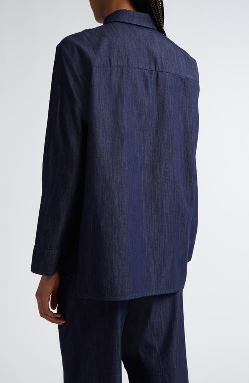 Shop Max Mara Salice Denim Button-up Shirt In Navy