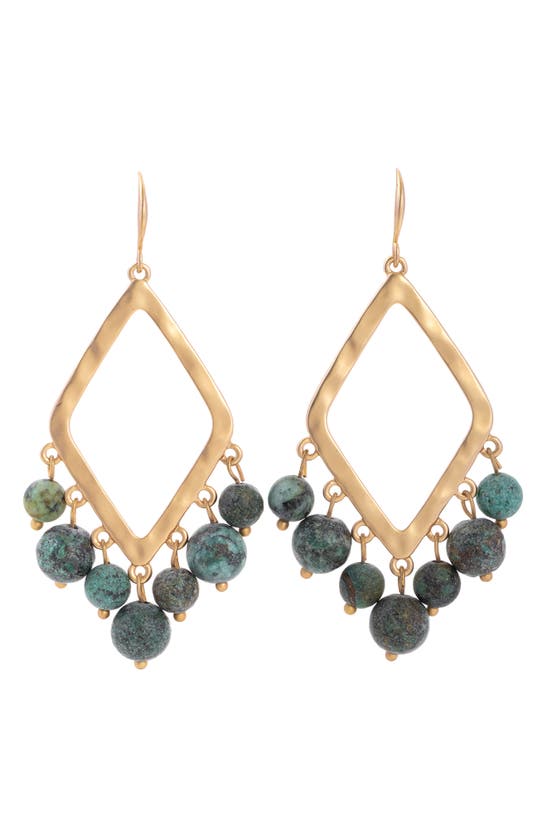 Saachi Eternity Natural Stone Dangle Earrings In Green