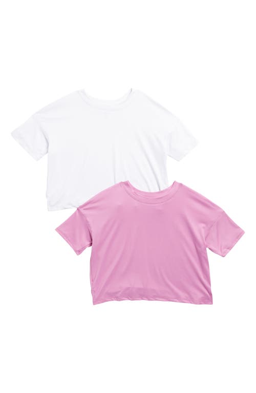 Shop 90 Degree By Reflex Kids' 2-pack Crop T-shirts In First Bloom/white