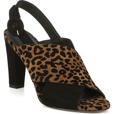Diane Von Furstenberg Bailie Leopard Print Slingback Sandal- Brown