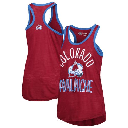 Women's G-III 4Her by Carl Banks Burgundy Colorado Avalanche First Base Racerback Scoop Neck Tank Top