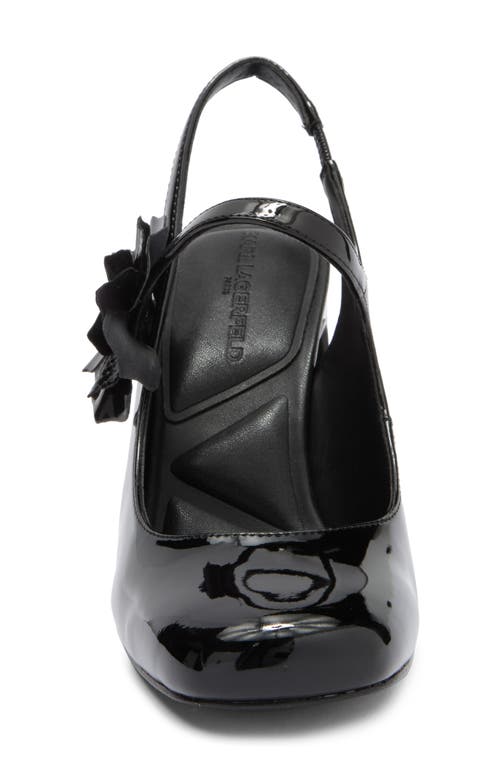 Karl Lagerfeld Pierra Womens Embellished Patent Leather Slingback Heels In Black