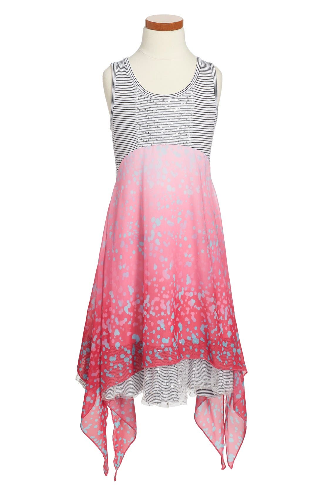 Truly Me Empire Waist Mixed Media Dress (Big Girls) Nordstrom