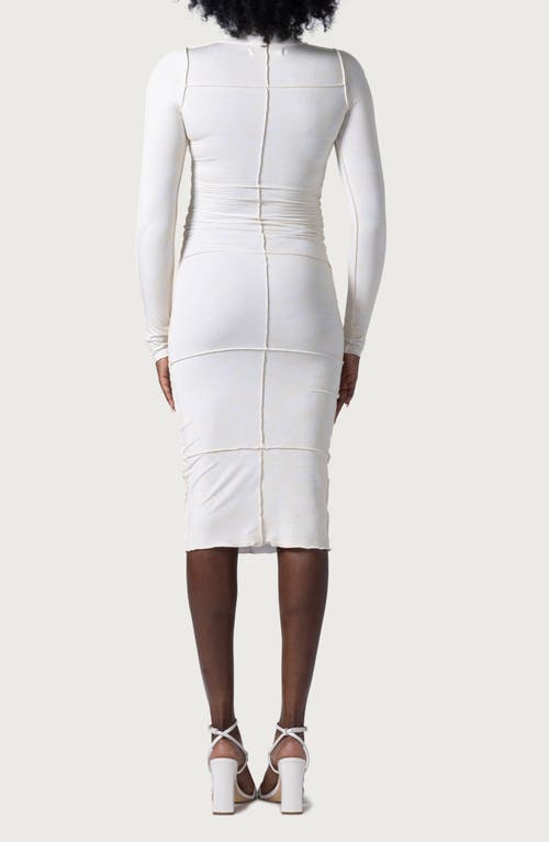 Honor The Gift Lettuce Edge Long Sleeve Body-con Dress In Cream