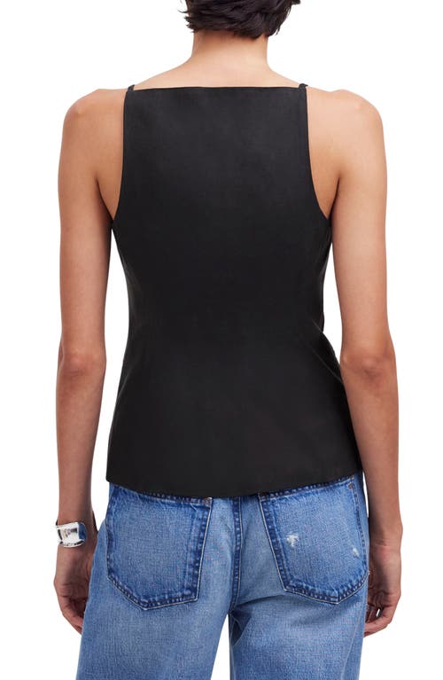 Shop Madewell Square Neck Drapey Twill Vest In True Black