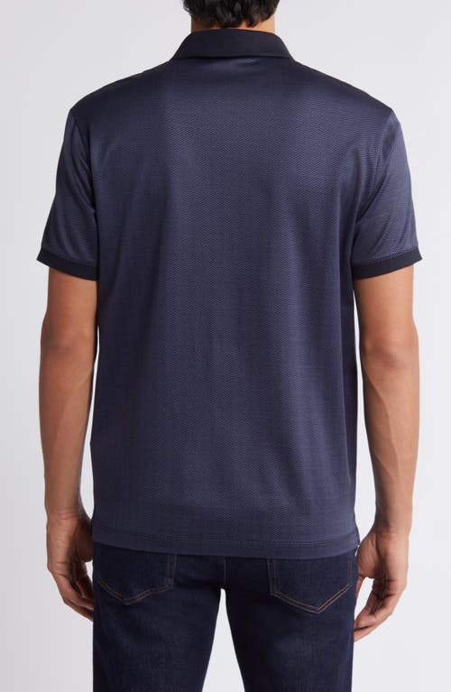 Shop Emporio Armani Chevron Lyocell & Cotton Polo In Navy