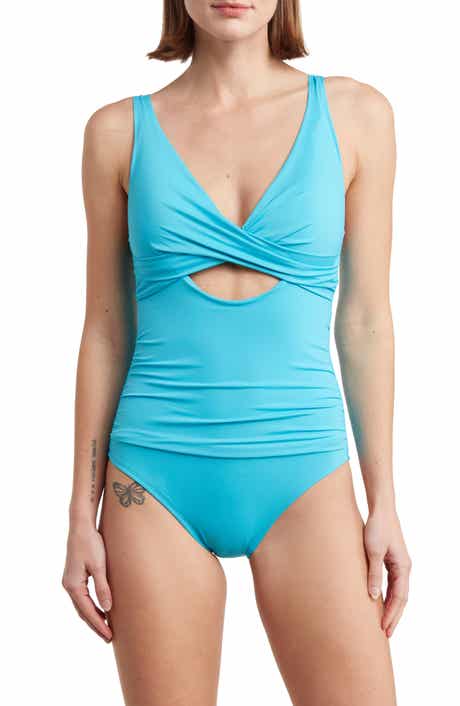$108.00 Calvin Klein Pleated Front One-Piece Swimsuit