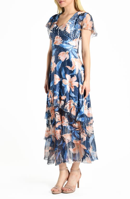 Shop Komarov Floral Maxi Dress In Navy Marigold