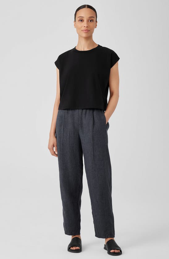 Shop Eileen Fisher Cap Sleeve Crop T-shirt In Black