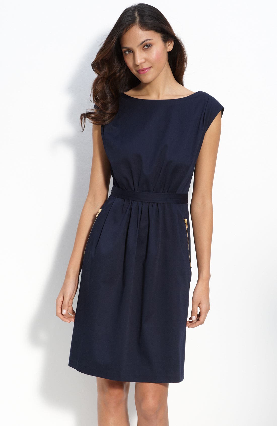 Maggy London Zip & Snap Trim Cotton Dress Nordstrom