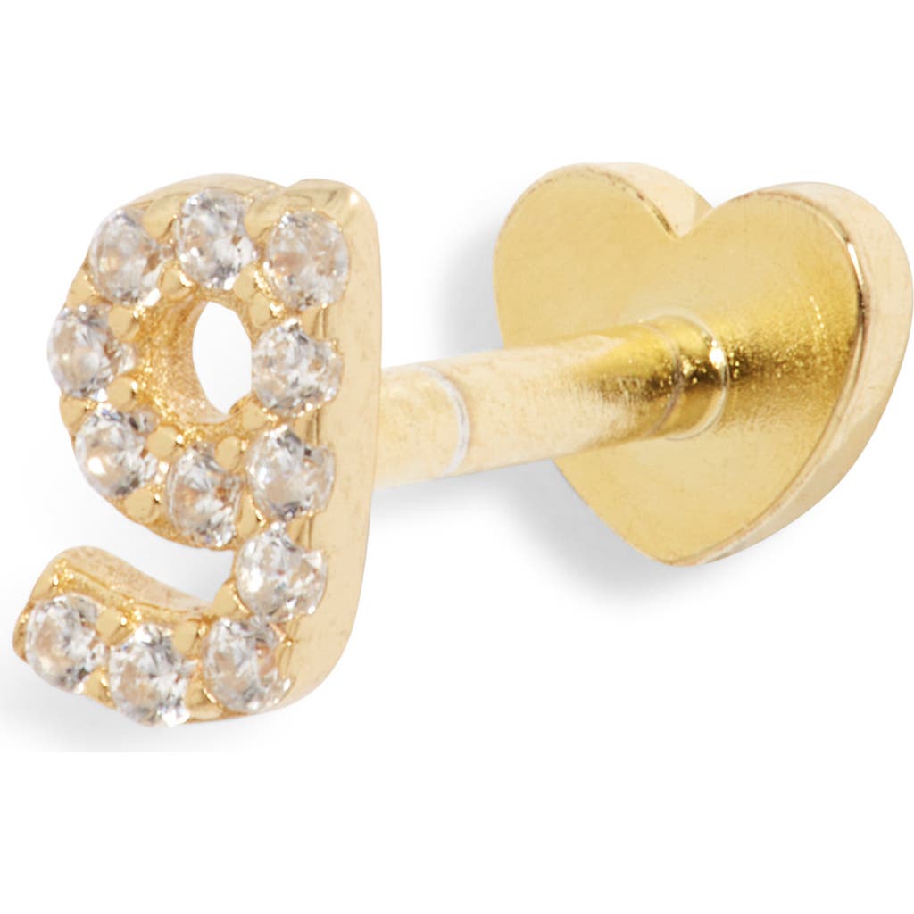 Argento Vivo Sterling Silver Pavé Cubic Zirconia Initial G Flatback Stud Earring In Gold