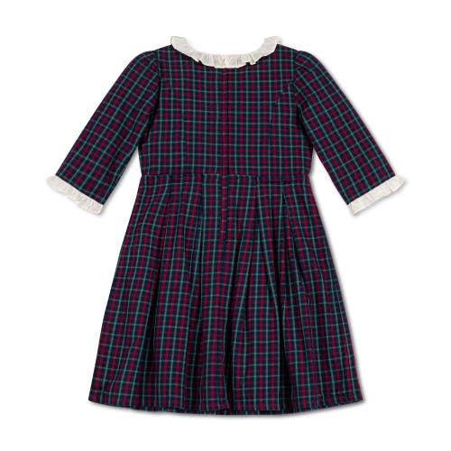 Shop Hope & Henry Girls' Organic Ruffle Trim Party Dress, Toddler In Navy Holiday Check