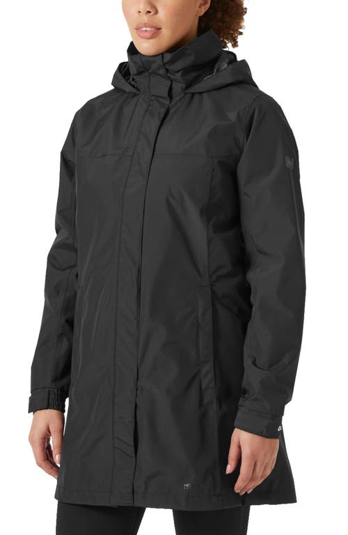 Aden Waterproof Hooded Longline Rain Jacket in Black