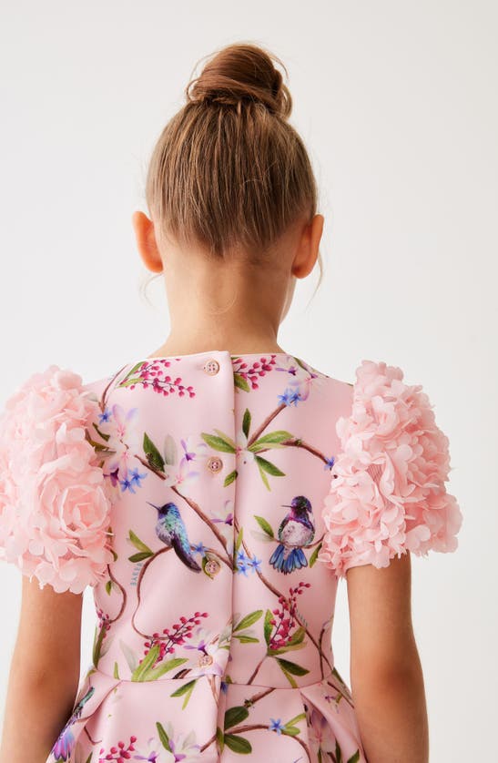 Baker By Ted Baker Kids' 3d Floral Sleeve Scuba Dress In Pink