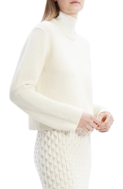 Shop Theory Boxy Felted Wool & Cashmere Rib Sweater In Ivory