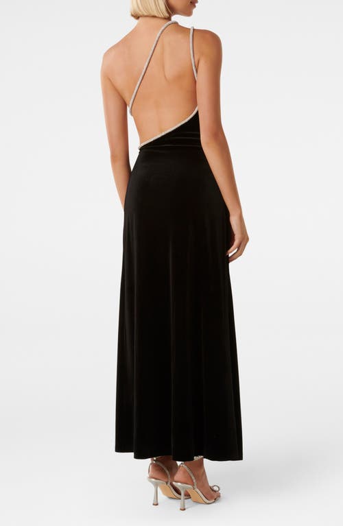 Shop Ever New Costanza Diamante Strap Velvet Gown In Black