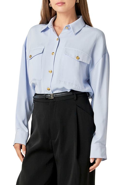 Shop English Factory Military Button-up Shirt In Powder Blue