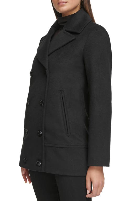 Shop Kenneth Cole New York Double Breasted Felted Coat In Black