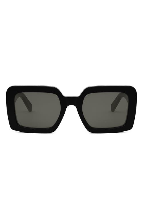 Shop Celine Triomphe 56mm Square Sunglasses In Shiny Black/smoke