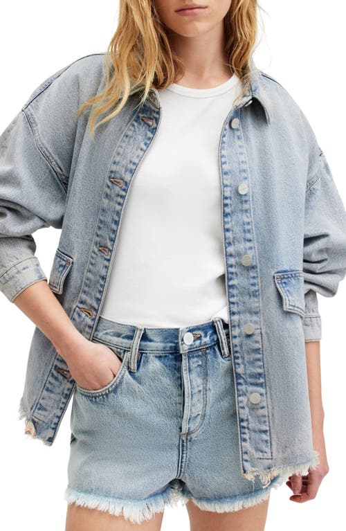 Shop Allsaints Hettie Denim Shacket In Dusty Blue