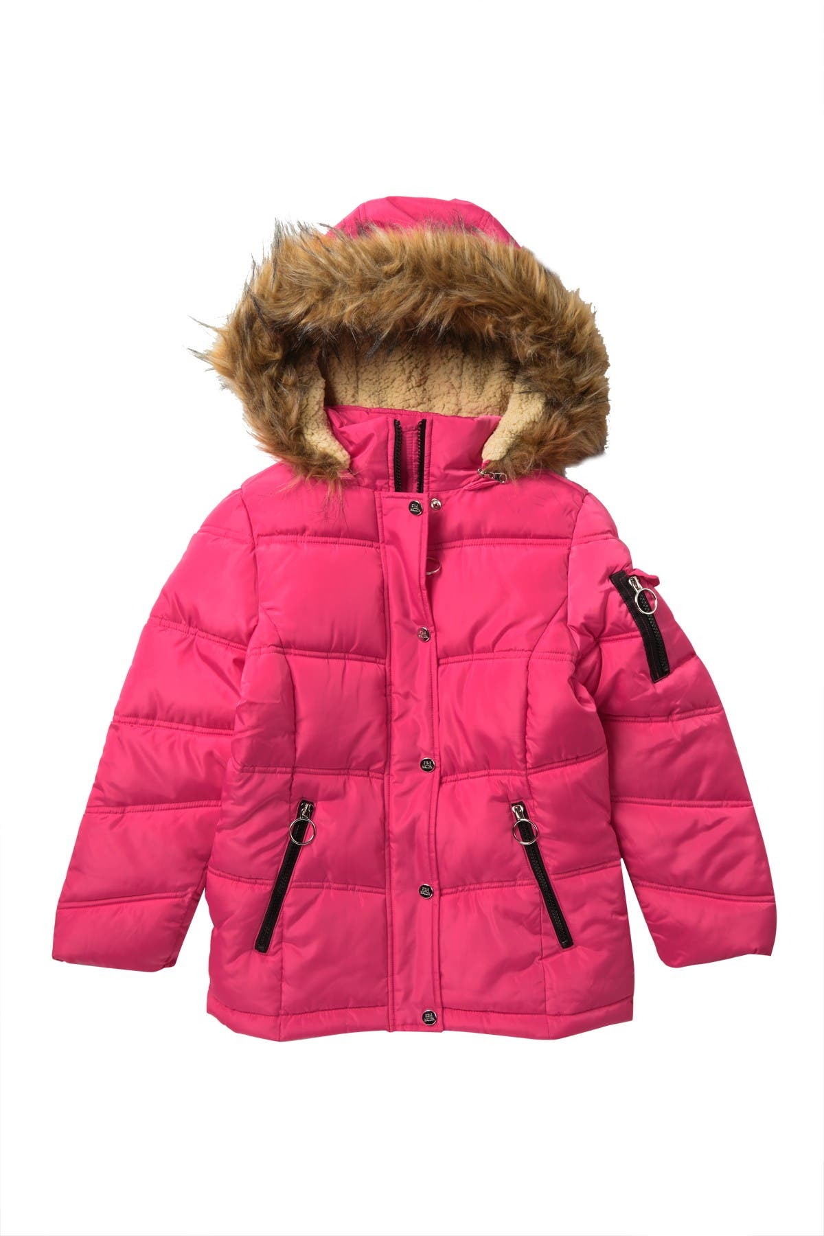 steve madden faux fur hooded puffer jacket