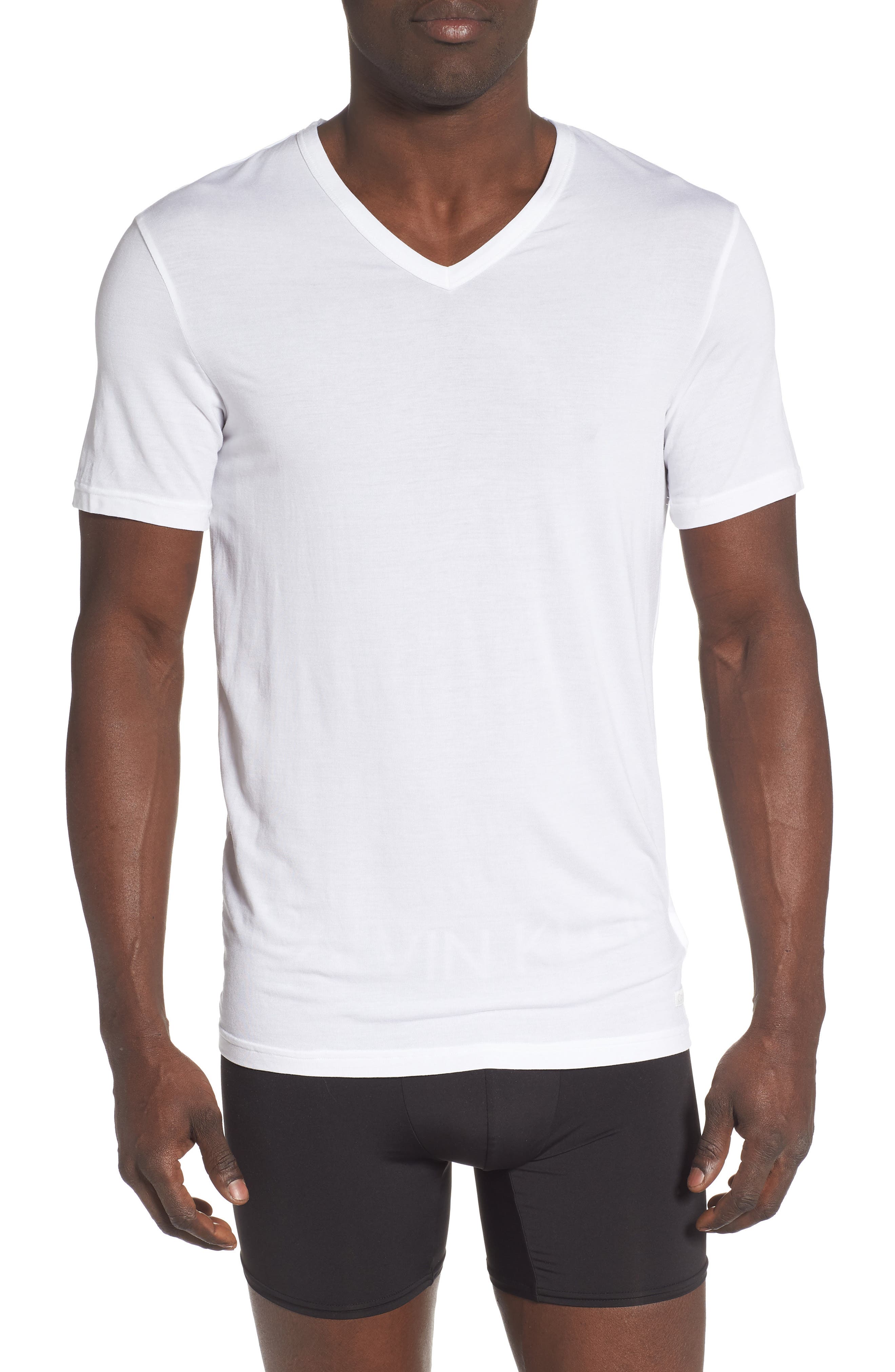 UPC 011531583559 product image for Men's Calvin Klein Ultrasoft Stretch Modal V-Neck T-Shirt, Size X-Large - White | upcitemdb.com