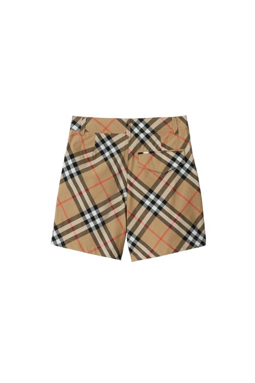Burberry Childrens Check Cotton Shorts In Sand