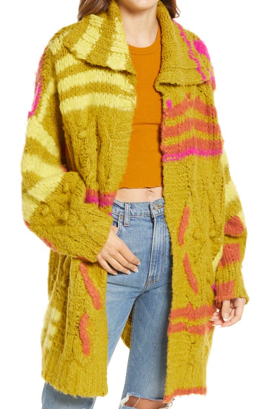 Free People Day's Dawn Chunky Cardigan In Citrus Combo