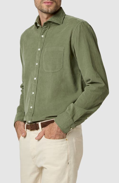 Shop Sid Mashburn Fine Wale Corduroy Button-up Shirt In Moss Corduroy