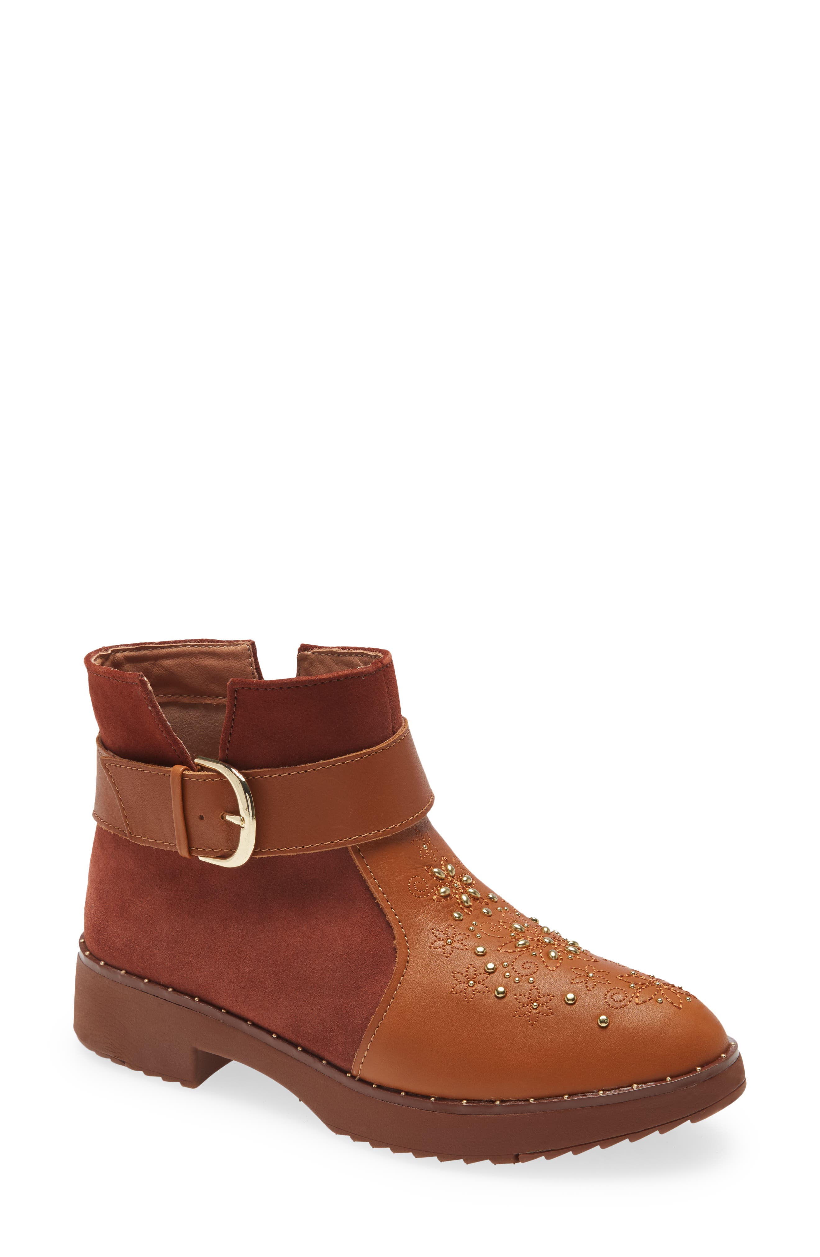 Fitflop Athena Flower Stud Ankle Boot In Light Tan