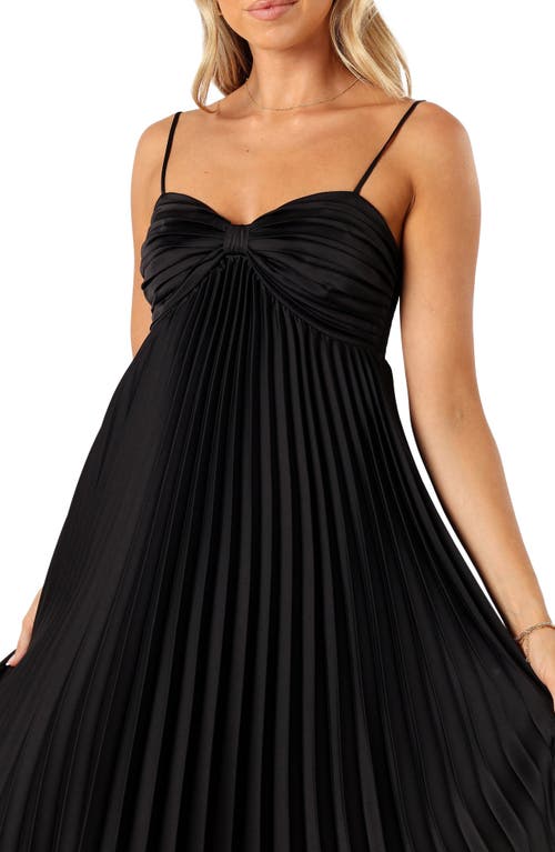 Petal And Pup Petal & Pup Vikki Pleated Sleeveless Satin Maxi Dress In Black