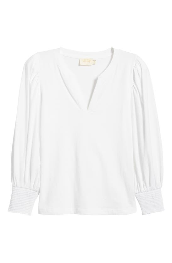 Shop Nation Ltd Flora Long Sleeve Cotton Peasant T-shirt In White