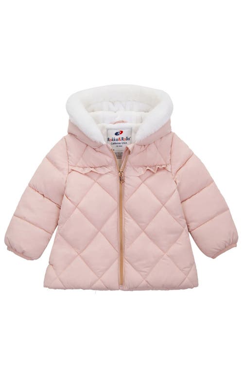Rokka&rolla Baby Soft Lining Hooded Puffer Jacket In Snow Pink