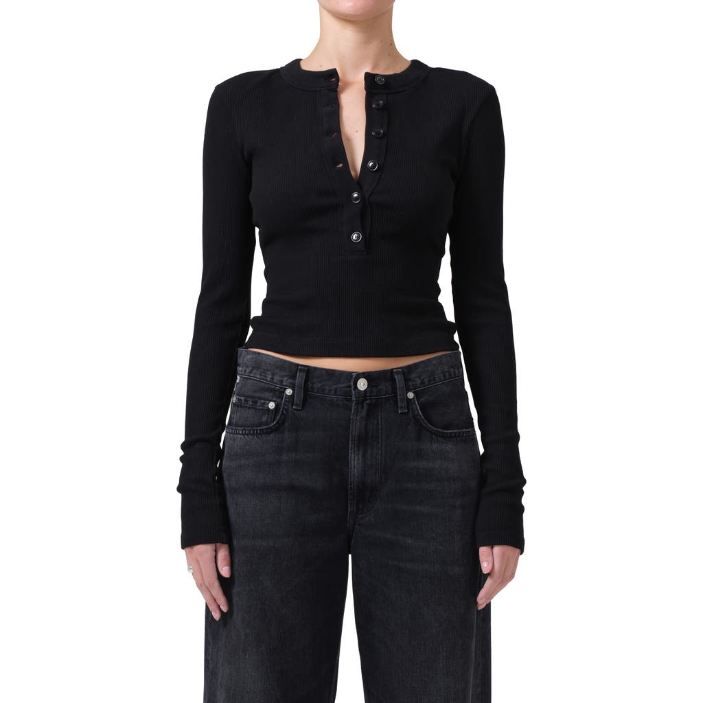 Citizen Of Humanity Citizens Of Humanity Varra Rib Henley In Black