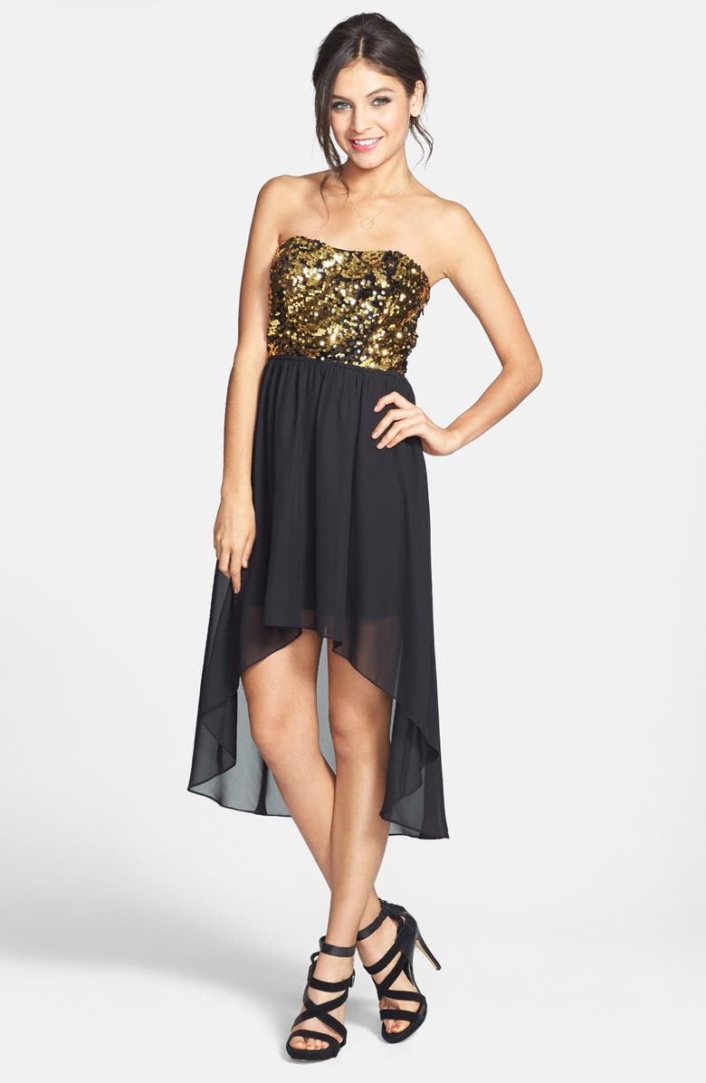 Hailey Logan Sequin Bodice High/Low Dress (Juniors) (Online Only ...