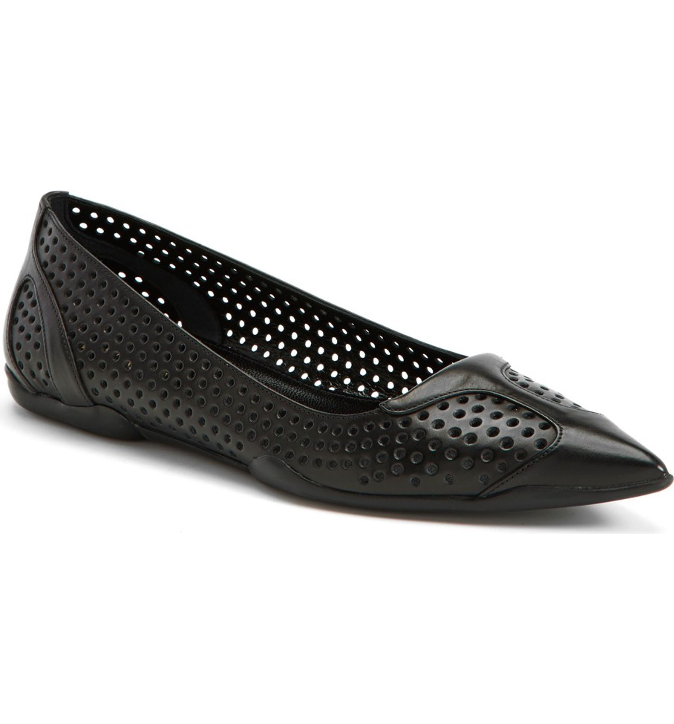 Prada Perforated Pointed Toe Flat (Women) | Nordstrom