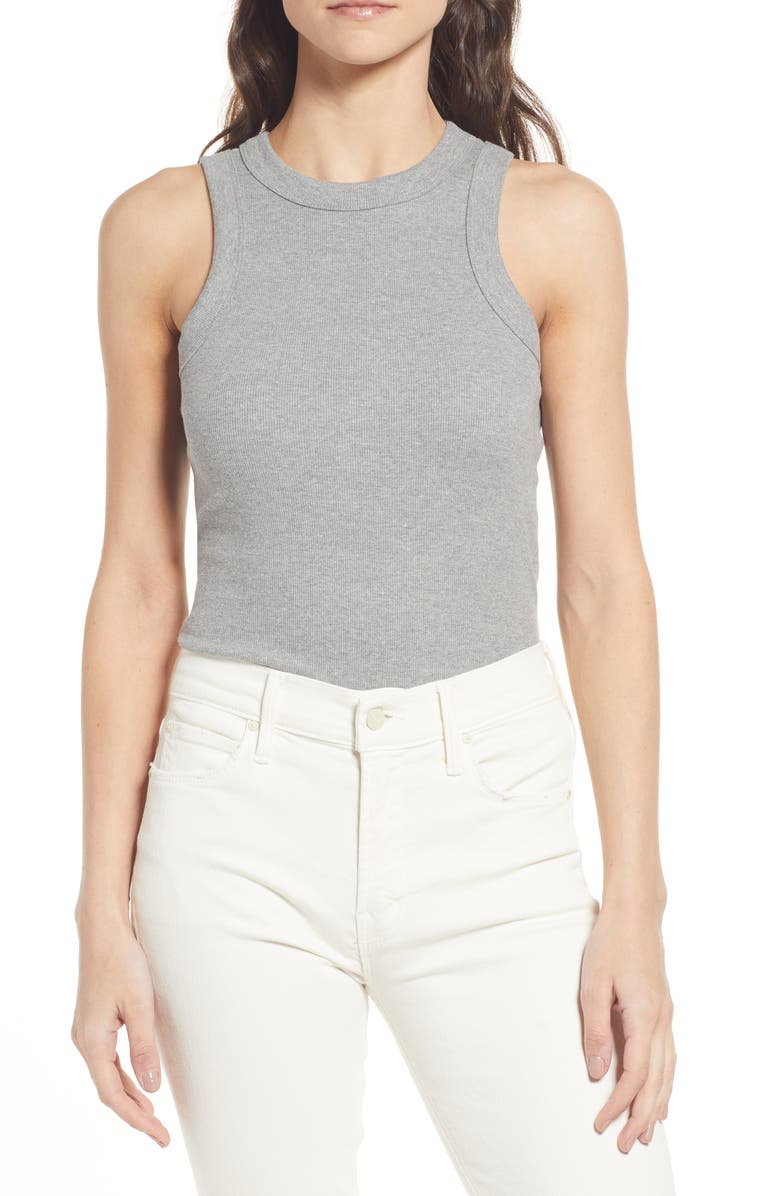 Madewell Heathered Brightside Tank Top, Main, color, Heather Graphite