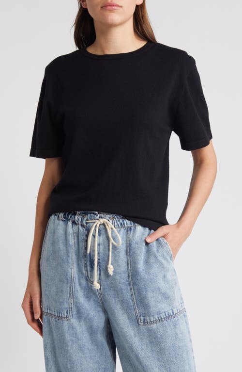 Shop Rails Avery Short Sleeve Cotton & Cashmere Sweater In Black