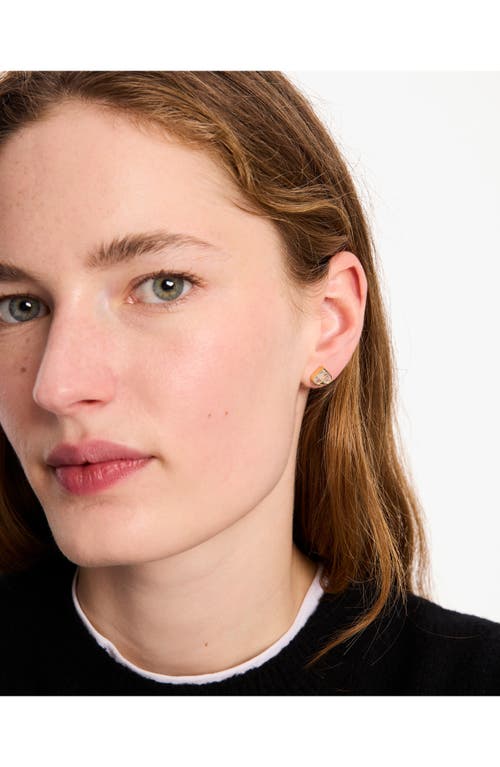 Kate Spade Colored Cubic Zirconia Spade Stud Earrings In Clear/gold