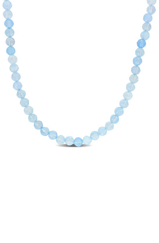 Shop Delmar Fancy Cut Beaded Necklace In Aquamarine